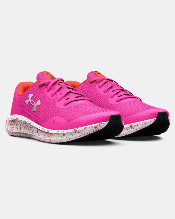 Girls' Grade School UA Charged Pursuit 3 Running Shoes, Pink, pdpMainDesktop image number 3